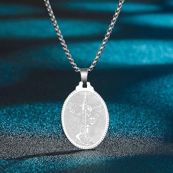 Pyhän Yrjänän riipuskaulakoru miehille ja naisille, soturi Pyhä Yrjänä ja lohikäärme Totem-riipus, kaulakoru, amuletti, koru - WELLNGS Saint Michael-S4