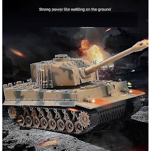 Kaukosäädöllä ohjattava ampuva tankki lelu kiertävällä tornilla ja tykinpiippuun lapsille ja aikuisille - WELLNGS Silver
