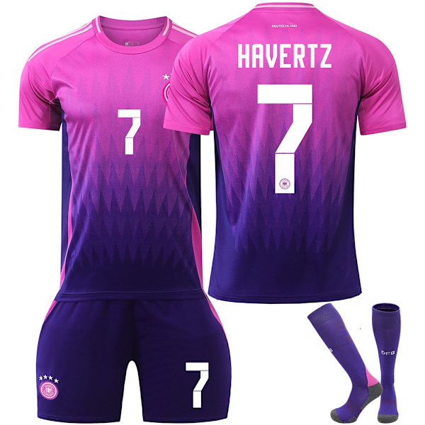 UEFA Euro 2024 Tyskland Bortalag Barn Fotbollströja Med Strumpor NO.7 HAVERTZ-WELLNGS NO.7 HAVERTZ XXL