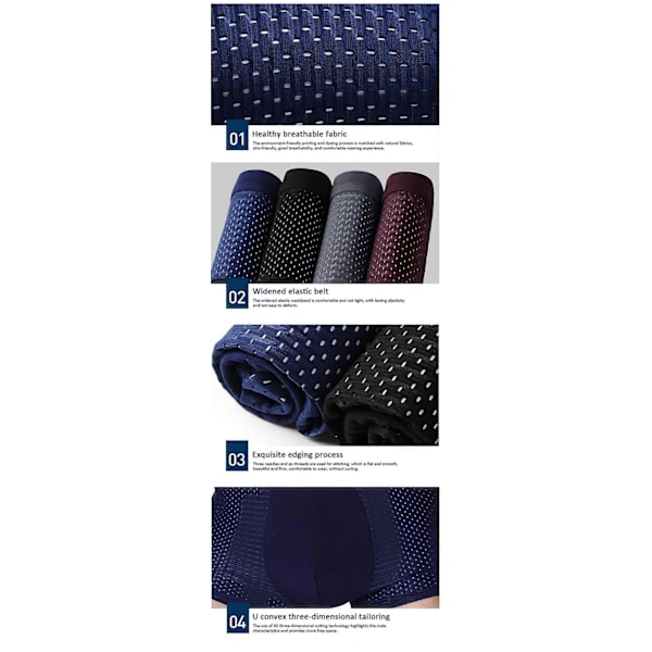 4 STK Bambus Boxer Briefs, Box Hero Bambus Boxershorts til Mænd - for Komfort Hele Dagen - WELLNGS black XXL