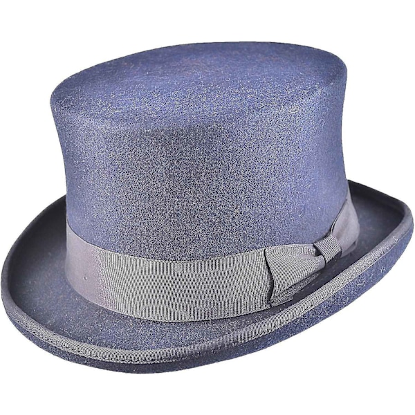 Håndlavet uld tophat med satinfor - WELLNGS Navy L