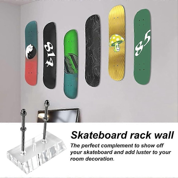 Skateboard Stativ 2 Dele Væghængt Dækstativ til Skateboard Dæk Visning og Opbevaring - WELLNGS