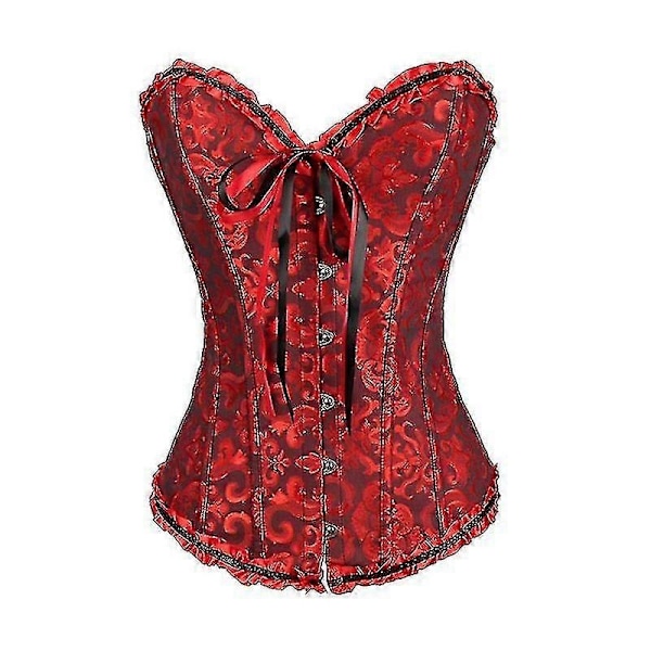 Tube Top Jacquard Gotisk Palads Korset Vest Shapewear Korset - WELLNGS Black*Red 6XL