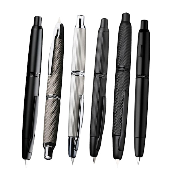 Majohn A1 Tryk Metal Fyldpen med Klips Iridium Ekstra Fin Nib 0,38 mm Kontor Fg-WELLNGS Gray Reverse Scale