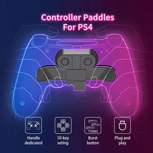 Kompatibel med Ps4 Back Clip Extender Sort, Ps4 Controller Paddles Back Button Attachment/turbo Funktion Fps/tilpasning -WELLNGS