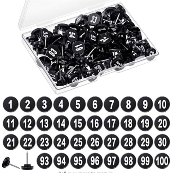 100 numbered map pins Numbered map pins for photo wall decoration bulletin boards-WELLNGS Black