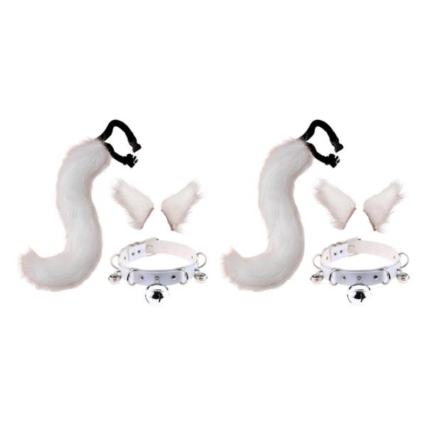 1/2/3/5 Faux Katteører og Hale Sett Halloween Fancy Dress Cosplay Hvit-WELLNGS White 2PCS