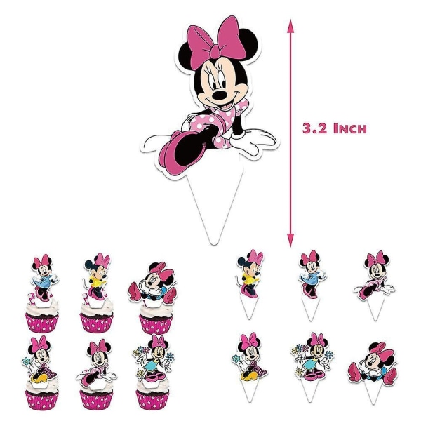 Minnie Mouse Barn Bursdagsfest Dekorasjoner Tilbehør Banner Ballonger Kake Toppers Set-WELLNGS