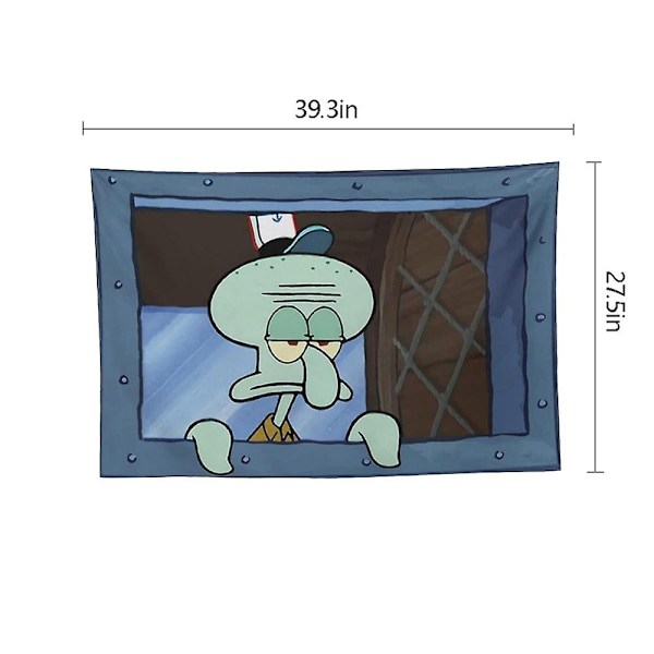 Sarjakuva-seinävaate, hauska seinävaate tausta asuntolan olohuoneen seinäkoriste 100cmx70cm-WELLNGS Squidward