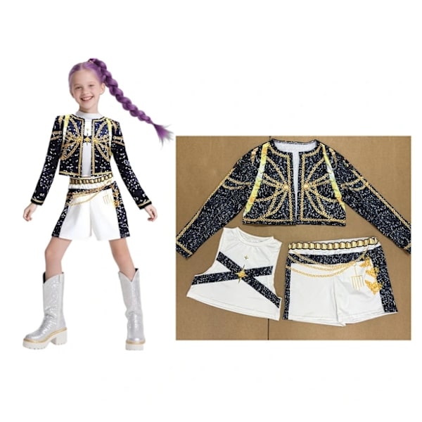 2025 Devil Hunter K-Pop Kostym | Halloween Tjej Cosplay Kostym (Skor Ingår Ej) 110cm