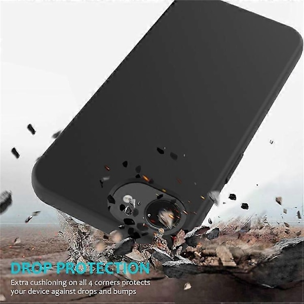 Kompatibelt skal för iPhone 16e, fallsäkert flytande silikon med mjukt foder, baksidesskydd - WELLNGS Black