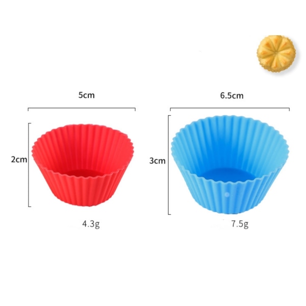 50 st återanvändbara muffinsformar av högkvalitativ silikon, 2 storlekar, 5 färger