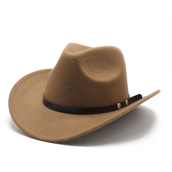 Amerikansk western cowboyhatt filthatt for menn og kvinner ridehatt rullet brem imitert ulljazzhatt cowboyhatt-WELLNESS Pink