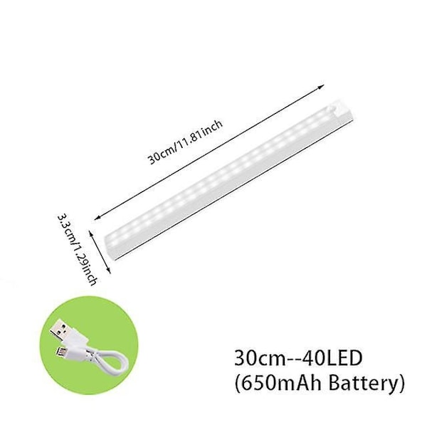 Liiketunnistimella varustettu langaton LED-yövalo, makuuhuoneen sisustusvalo, seinävalaisin, portaikko, kaappi, käytävävalo Zekai-WELLNGS warm white 30CM*40LED