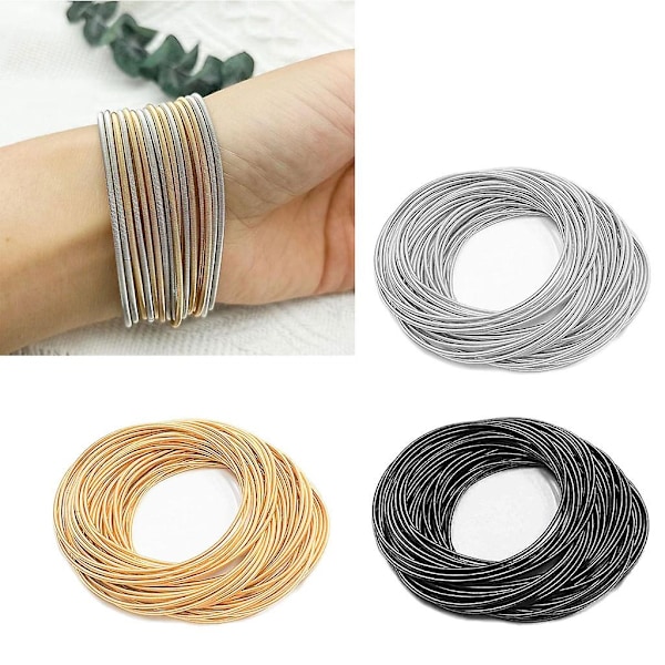 Et sæt enkle og inspirerende boheme-stil fjederarmbånd 50 stk. til kvinder - WELLNGS Steel Color