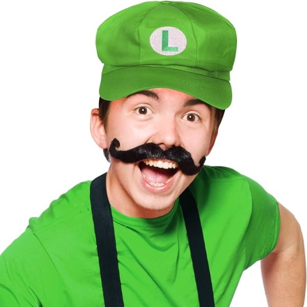 Sæt med 2 Super Mario Hatte - Mario og Luigi Kasketter Røde og grønne videospilfigurer Retro spiltema Hatte-WELLNGS