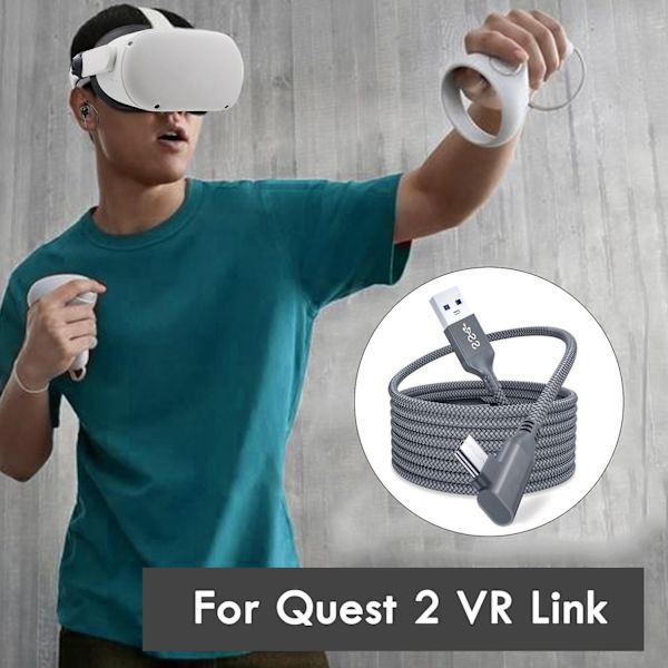 5 metrin latauskaapeli Oculus Quest 2 Link -kuulokkeille USB 3.0 Type C -datakaapeli Siirtotyyppi C - USB-A - WELLNGS