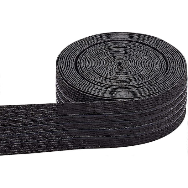 6 Yards 37mm Bred Skridsikker Elastik Straight Silikone Elastik Griber Flad Linning til Beklædningssyning Projekt Sort-WELLNGS