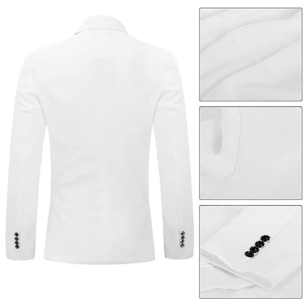 Miesten Slim Fit -puku, rento bleiseri - WELLNGS White XS