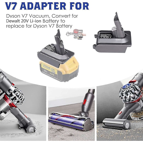 Dewalt 20v Lithium Batteri Adapter Konverter til Dyson V7 Serie Støvsuger Animal Absolute Fluffy Hepa Ledningsfri Støvsuger-WELLNGS