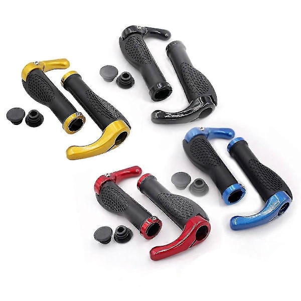 Sykkelgrep med Bar Ends Horn Lås Ergonomisk Design Terrengsykkelstyre Sykkel Anti-skli Gummigrep - WELLNGS Red