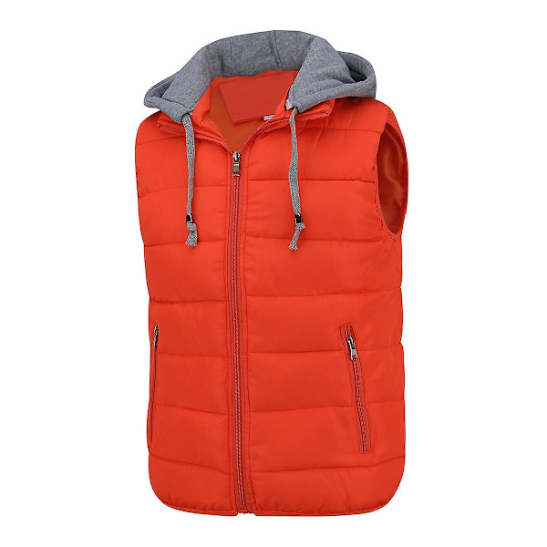YOUTHUP Herr Quiltad Väst med Huva Utomhus Tjock Fritidssport Huva-WELLNGS Orange 3XL