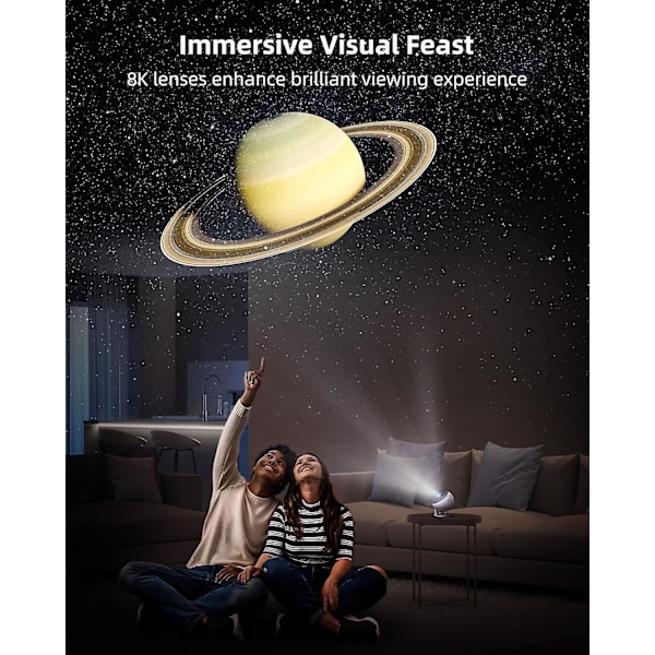 13 i 1 Planetarium Galaxy Projektor, 8k Stjerneprojektor med Timer, Nebula Stjernenatlys til Børn Voksne, Soveværelse Loft Dekoration, Hjemmebiograf, Birt black and white