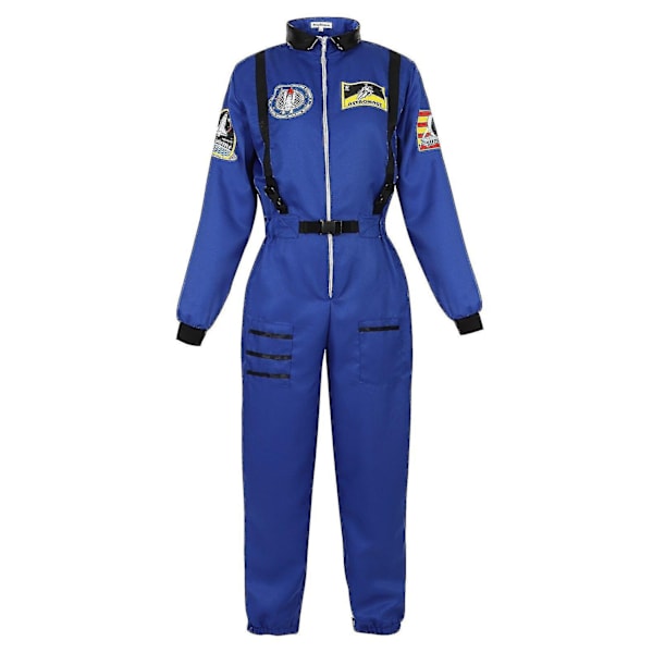 Astronaut Kostume Rumdragt til Voksen Cosplay Kostumer Lynlås Halloween Kostume Par Flyverdragt Plus Størrelse Uniform - WELLNGS Blue for Women L
