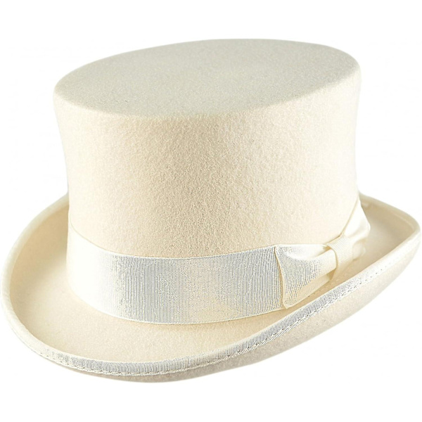 Handgjord ulltopphatt med satin-foder - WELLNGS White L