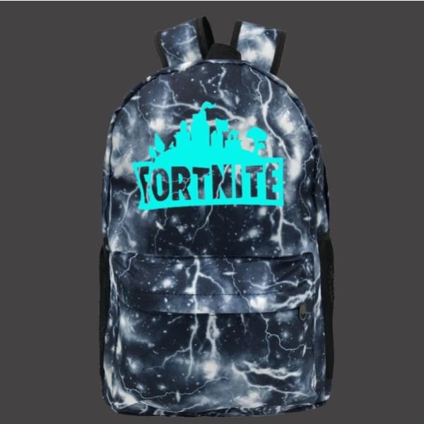 Fortnite ryggsäck Night Luminous School Bags lyser i mörkblå Thunder-WELLNGS Blue Thunder Blue