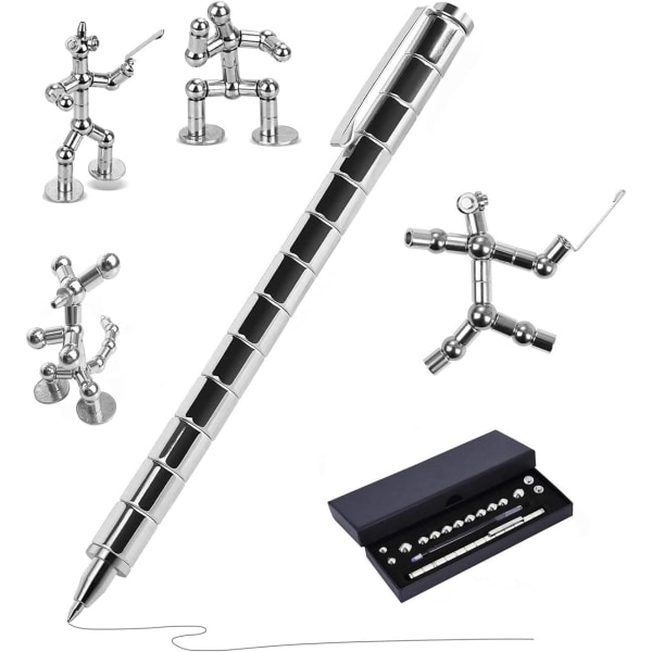 Magnetisk penn, stressavlastende lekepenn Kreativ magnetisk penn, sett, lekegave til barn eller venner-WELLNGS Silver