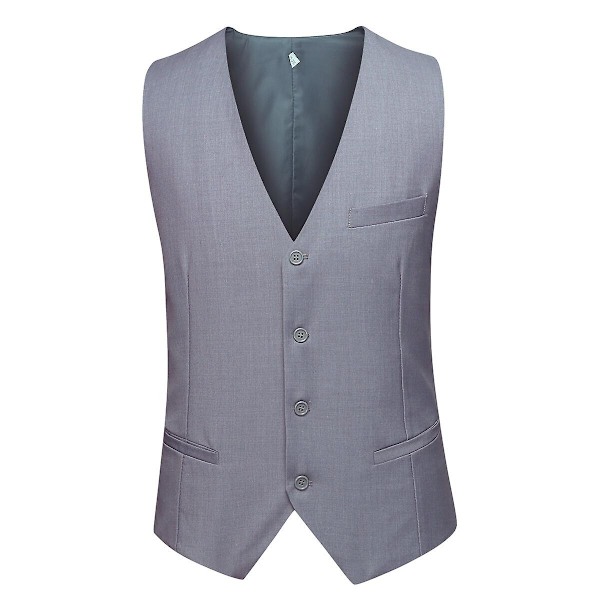 Allthemen Miesten Puku 3-Osainen Liiketoiminta Yksivärinen Slim Fit Puku Takki&amp;Housut&amp;Liivit-WELLNGS Light Gray M