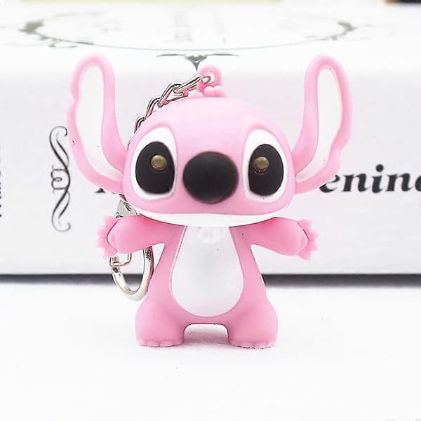 1/2 Stitch-leluriipus Ääni LED-avaimenperä Pari Avaimenperälahja - WELLNGS Pink 1Pcs