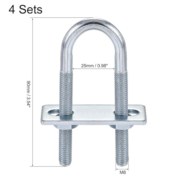 4 stk runde U-bolter Runde buede U-klemmer 4 SETSM8X22X56 M8X22X56 4 sett-WELLNGS 4 SetsM8X22X56