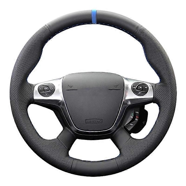 Skridsikkert Blødt Kunstlæder Flettet Ratbetræk Kompatibelt med Kompatibelt med Ford Focus 3 2012-2014 KUGA Escape 2013-2016 Car-WELLNGS Red Thread