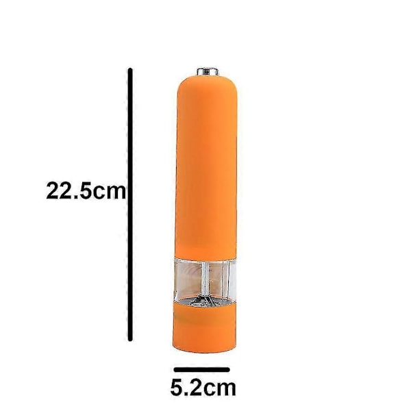 Elektrisk Sjøsalt- og Pepperkvernsett med Krydder, Batteridrevet, Opplyst og Justerbar, 2-pakning - WELLNGS orange