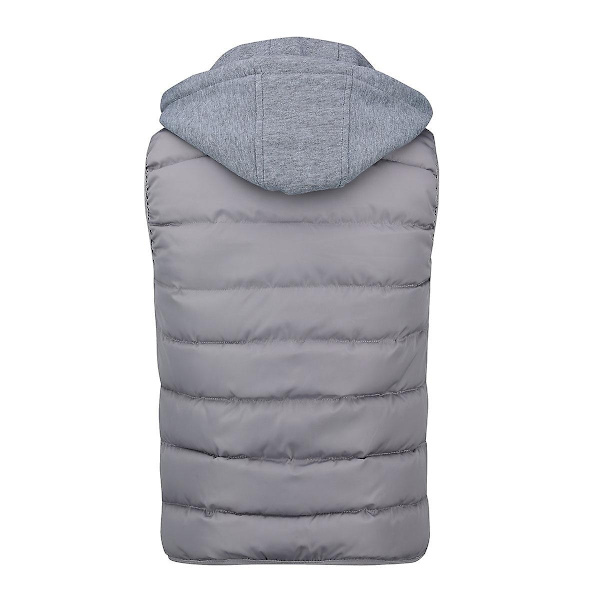 YOUTHUP Herr Quiltad Väst med Huva Utomhus Tjock Fritidssport Huva-WELLNGS Gray M