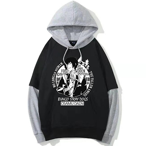 Anime Hoodie Bungo Stray Dogs Pullovers Toppar Man Kvinna Par Överside Hoodie Hip Hop Hooded Pullover Harajuku Streetwear-WELLNGS black 13 4XL