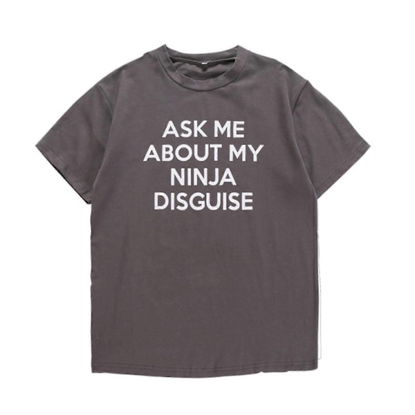 Herrarnas Ask Me About My Ninja Disguise Flip T-shirt Rolig Kostym Grafisk Humor Tee, 100% Ny - WELLNGS Black  Gray 4XL