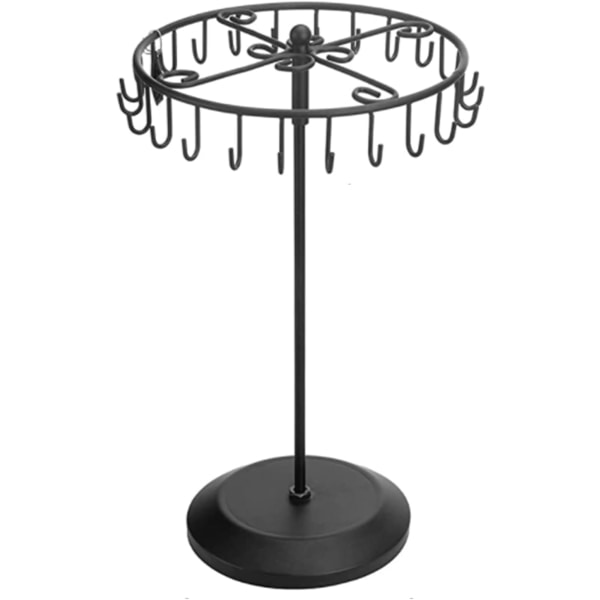 Rotating Necklace Stand Jewelry Storage Display Rack 14 Inch with 23 Hooks Black, Short Black, 8.27*5.9*13.8 Inch (HS01)-WELLNGS