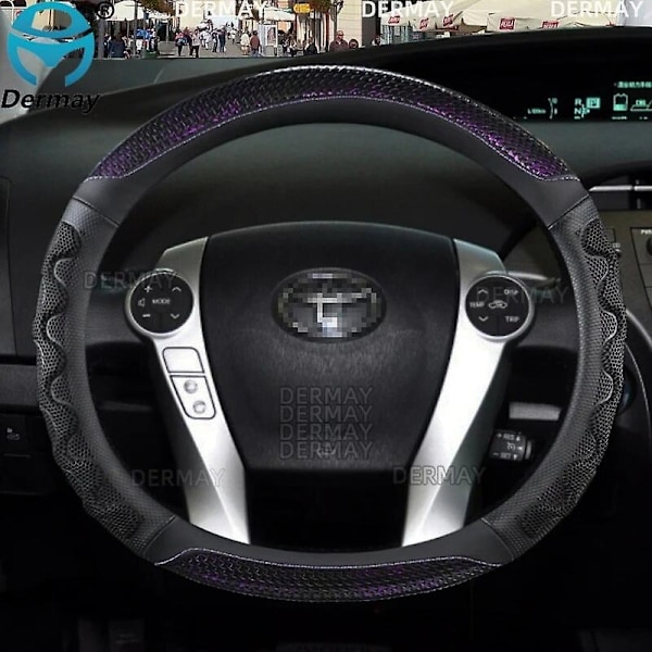Toyota Prius 30 20 Prius V Prius C Prius Prime DERMAY -auton ohjauspyörän suojus hieronta liukumaton autotarvikkeet-WELLNGS Purple