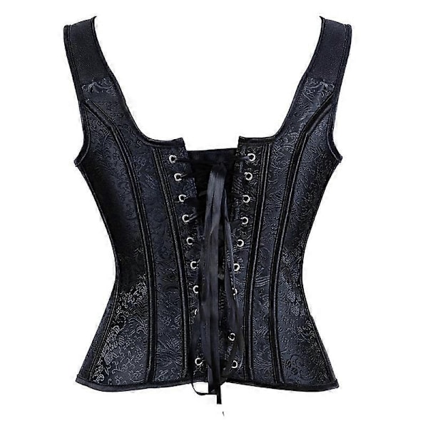 Jacquard-kudottu halterneck-korsetti, goottilaistyylinen punk-bustieri, muotoileva alusvaate - WELLNGS Black 6XL