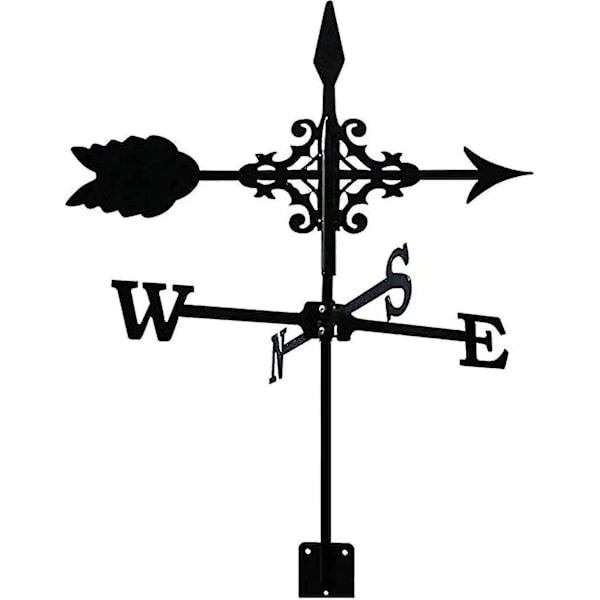Metall vindfløy med pilornament, hage H-stake vindfløy vindfløy profesjonelt måleverktøy vindretningsindikator, 35 * 50 cm-WELLNGS