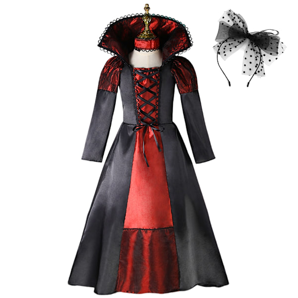 Flickor Prinsessklänning Vampyr Spöke Brud Kläder Halloween Elegant Rollspel Karneval Förklädnad Häxa Födelsedagsklänning Vampyr Kostym 01-WELLNGS Vampire Set 01 M(4-5T)