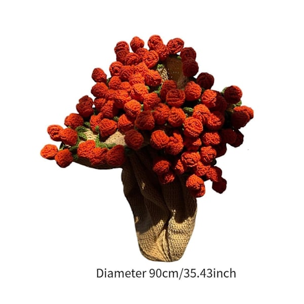 Bouquet Tæppe Hæklesæt Hæklestartersæt til Bouquet Gave Håndværk Håndlavet DIY Håndværk Strikkesæt til Entusiaster Voksne-WELLNGS KhakiWhiteOrangeRose