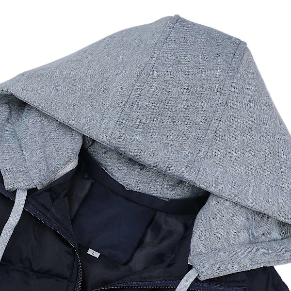YOUTHUP Herr Quiltad Väst med Huva Utomhus Tjock Fritid Sport Huva-WELLNGS Blue L