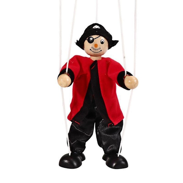 Marionettdocka Clown Leksak Dragsnöre Trädocka Interaktiv Barn Hand Piratdocka Pojkar-WELLNGS Light red