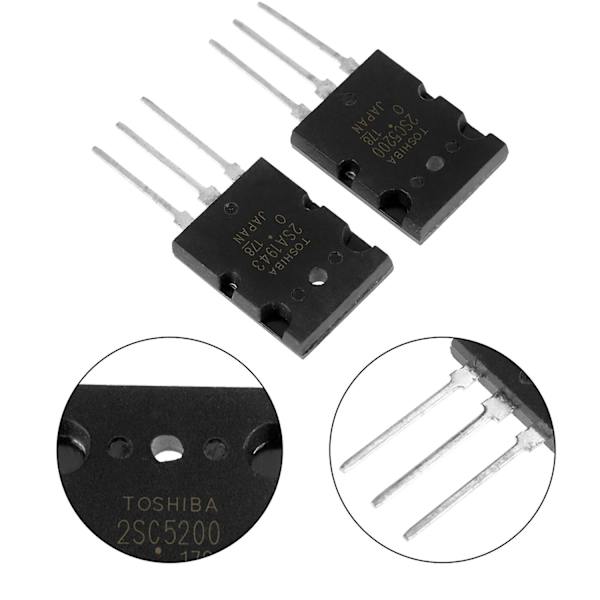 5 par sorte 2SA1943 2SC5200 høj effekt matchede audiotransistorer - WELLNGS