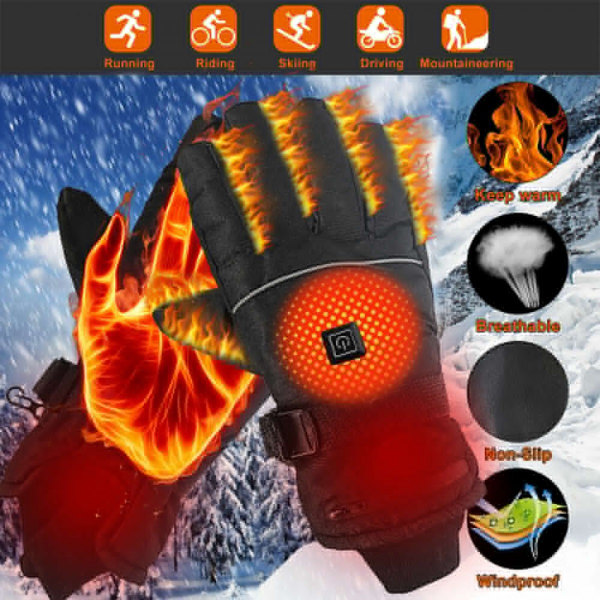 Batteriuppvärmda handskar för kvinnor män Vattentäta thermal uppvärmda handskar Batteridrivna Eluppvärmda Skidcykel Motorcykel Varma Handskar Handskar-WELLNGS