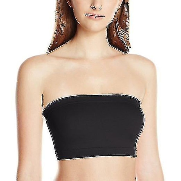 Sømløs Bandeau BH Boob Tube Stropløs Pakke med 3 Sort, Hvid & Beige-WELLNGS M